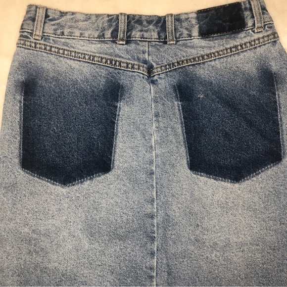 Zara Distressed Front Zip Midi Aysemetrical Denim Jean Skirt Size Small - Picture 14 of 16